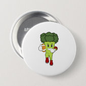 Broccoli op Football Sport Ronde Button 7,6 Cm (Voorkant /achterkant)