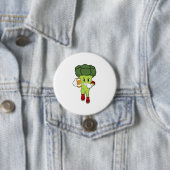 Broccoli op Football Sport Ronde Button 7,6 Cm (In situ)