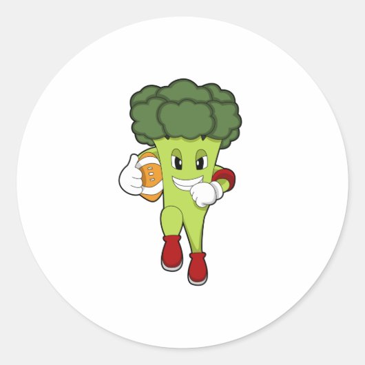 Broccoli op Football Sport Ronde Sticker (Voorkant)