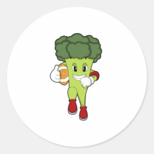 Broccoli op Football Sport Ronde Sticker