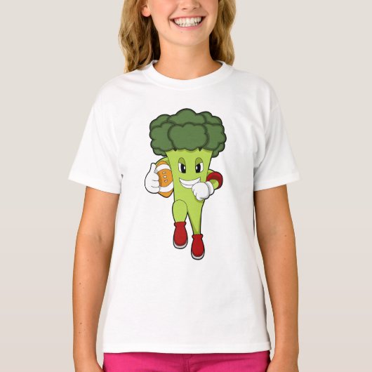 Broccoli op Football Sport T-shirt (Voorkant)