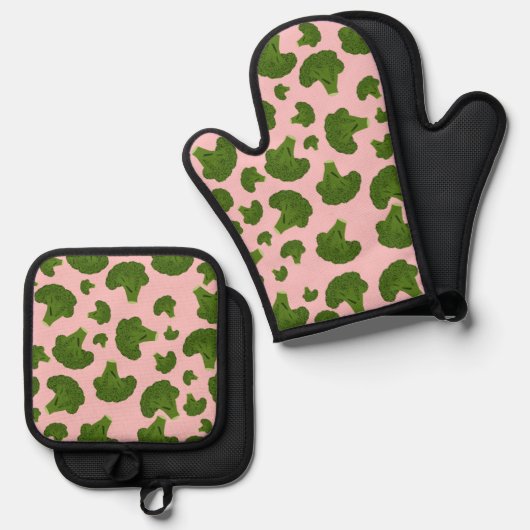 Broccoli Pattern Ovenwant & Pannenlap Set (Voorkant / Achterkant)