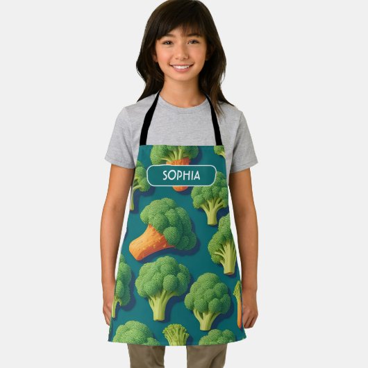 Broccoli Retro Kleurrijk Gepersonaliseerd Patroon Schort (Insitu)