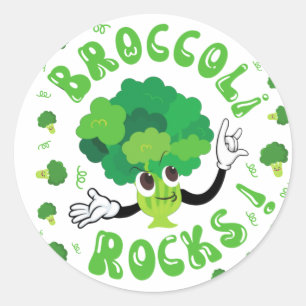 Broccoli Rocks - Funny Vegetable Canvas tas Sleute Ronde Sticker
