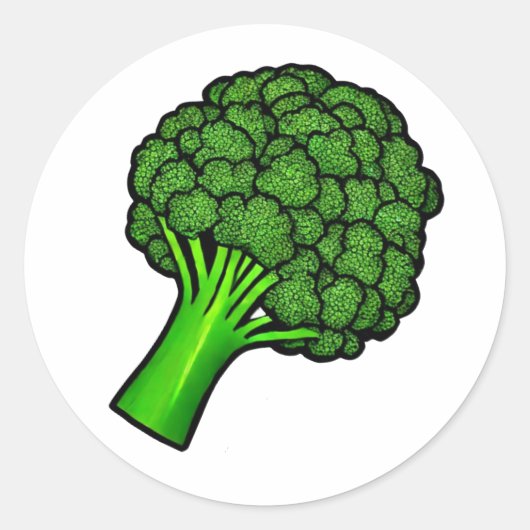 Broccoli Ronde Sticker (Voorkant)