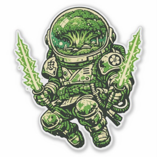 Broccoli Space Bushido — Oude Kosmische Bewaker Sticker (Voorkant)
