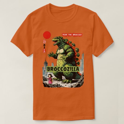 Broccozila De Veggie Kaiju Vegan Broccoli Design T-shirt (Design voorkant)