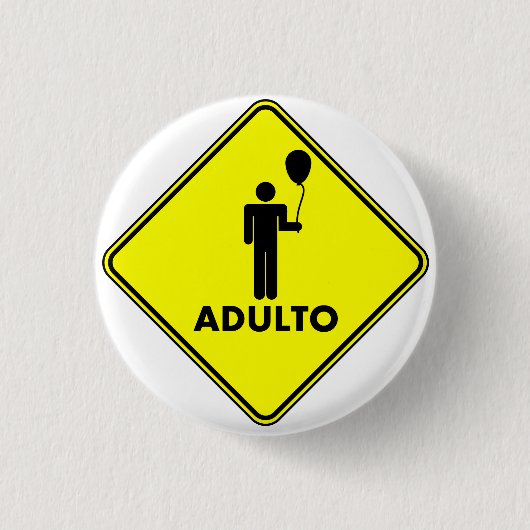 Broche "ADULTO", 3,2 Cm Ronde Button 3,2 Cm (Voorkant)