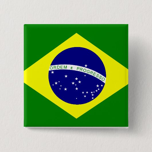 Broche Bandeira do Brasil Vierkante Button 5,1 Cm (Voorkant)