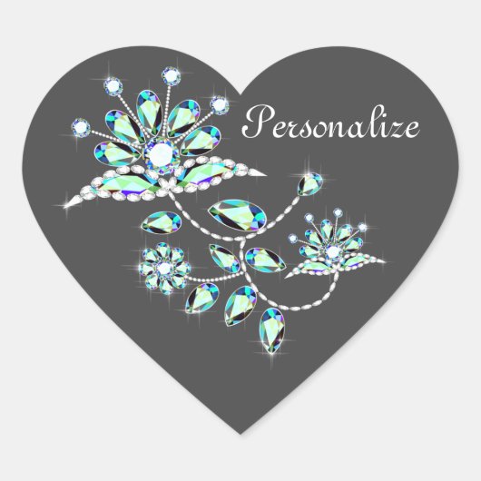  broche bloemenjuweel bloemenschattig grijs blauwg hart sticker (Voorkant)