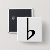 Broche (Botton) Bemol Preto Vierkante Button 5,1 Cm (Voorkant /achterkant)
