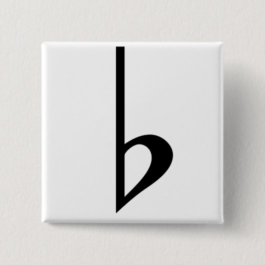 Broche (Botton) Bemol Preto Vierkante Button 5,1 Cm (Voorkant)