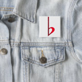 Broche (Botton) Bemol Vermelho Vierkante Button 5,1 Cm (In situ)