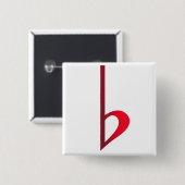 Broche (Botton) Bemol Vermelho Vierkante Button 5,1 Cm (Voorkant /achterkant)