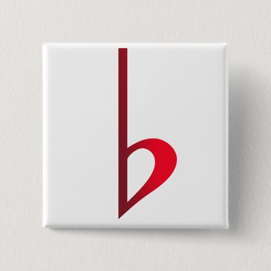 Broche (Botton) Bemol Vermelho Vierkante Button 5,1 Cm (Voorkant)