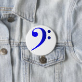 Broche (Botton) Clave de Fá Azul Ronde Button 7,6 Cm (In situ)