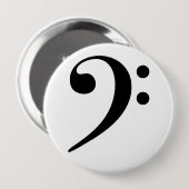 Broche (Botton) Clave de Fá Preta Ronde Button 4,0 Cm (Voorkant /achterkant)