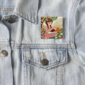 Broche Botton quadrado Menina no Jardim Vierkante Button 5,1 Cm (In situ)