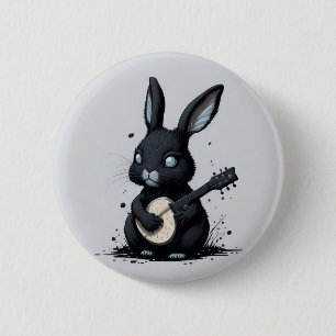 broche rabbi bunny guitar hobby grappig ronde button 5,7 cm