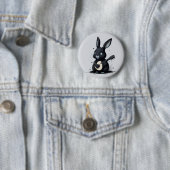 broche rabbi bunny guitar hobby grappig ronde button 5,7 cm (In situ)