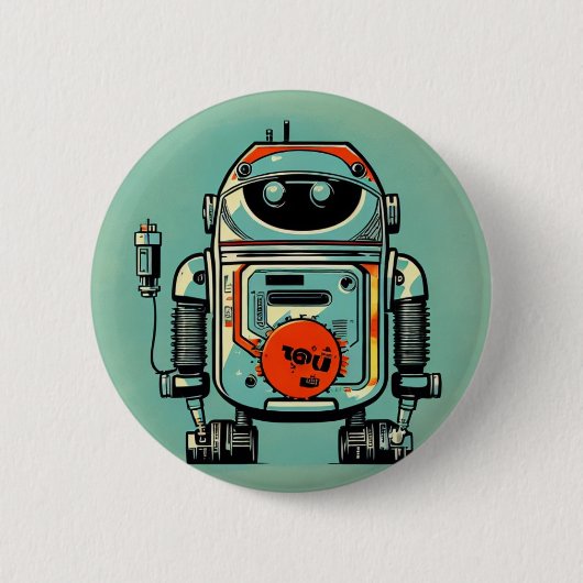 broche  robot oud vuile robot ronde button 5,7 cm (Voorkant)