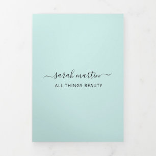 Brochure Beauty Salon Business Turquoise Drieluik Kaart