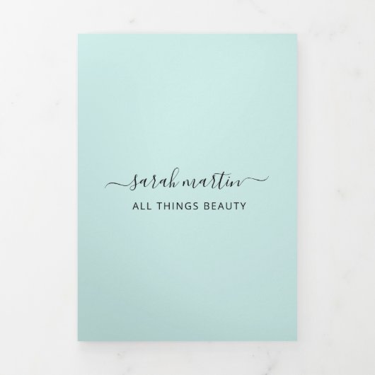 Brochure Beauty Salon Business Turquoise Drieluik Kaart (Cover)