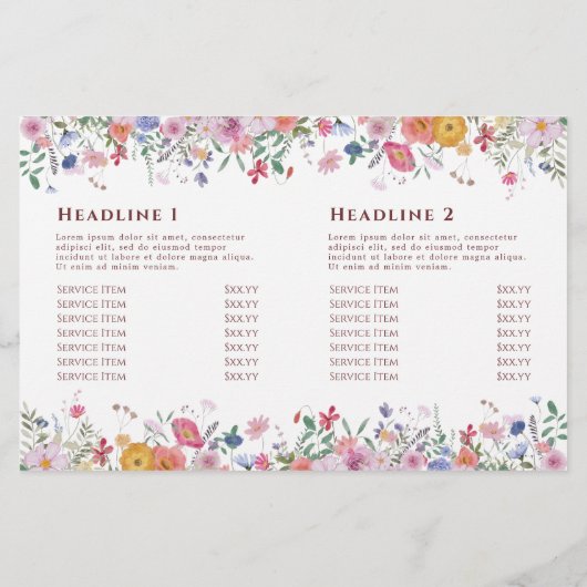 Brochure bifold met verse wilde bloemen (Achterkant)