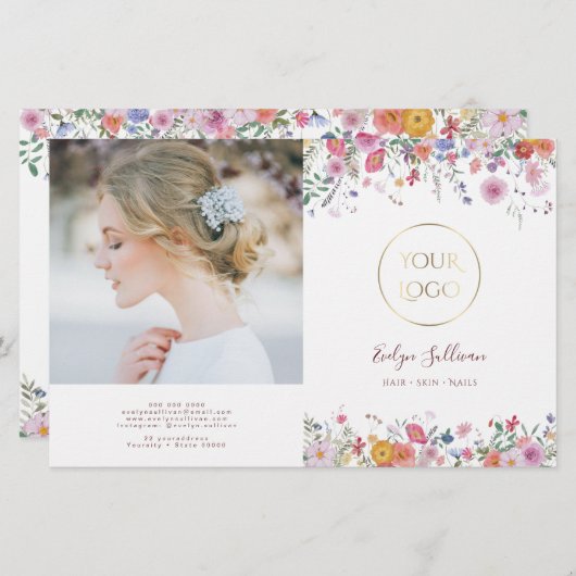 Brochure bifold met verse wilde bloemen (Voorkant / Achterkant)