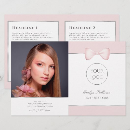 Brochure Coquette Pink Bow Bifold (Voorkant / Achterkant)