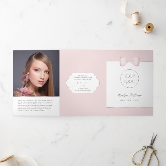 Brochure Coquette Pink Bow Trifold Drieluik Kaart (Buitenkant)