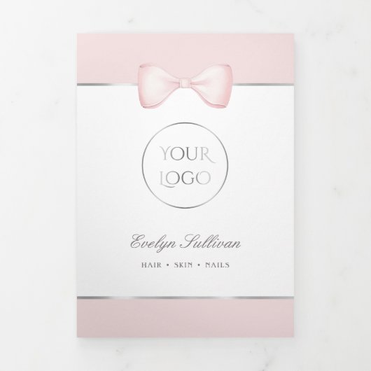 Brochure Coquette Pink Bow Trifold Drieluik Kaart (Cover)