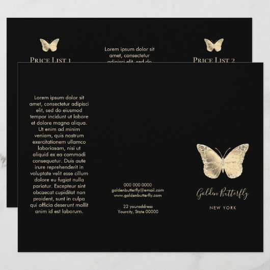 brochure faux gold foil butterfly logo (Voorkant / Achterkant)