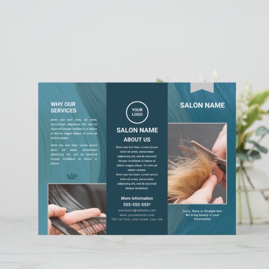 Brochure Haarsalon en Barbershop Trifold (Staand voorkant)