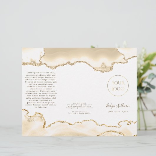 Brochure met delicate perzik agaat (Staand voorkant)