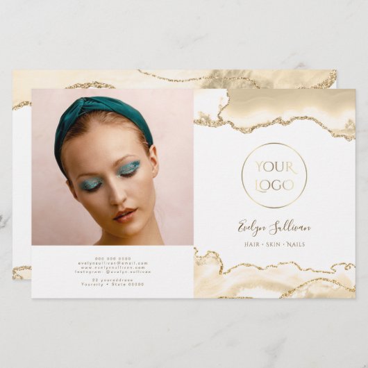 Brochure met delicate perzik agaat tweevoudig (Voorkant / Achterkant)