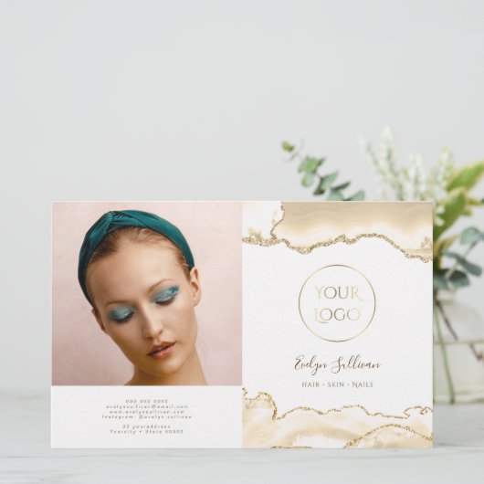 Brochure met delicate perzik agaat tweevoudig (Staand voorkant)