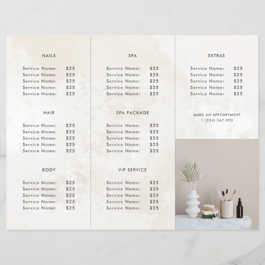 Brochure over Cream Chic Marble Logo Business - dr (Achterkant)