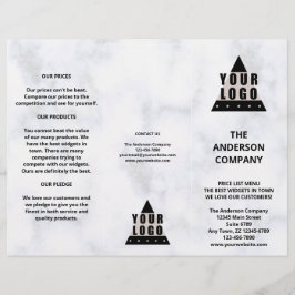 Brochure over de lijst met eenvoudige menuprijzen 