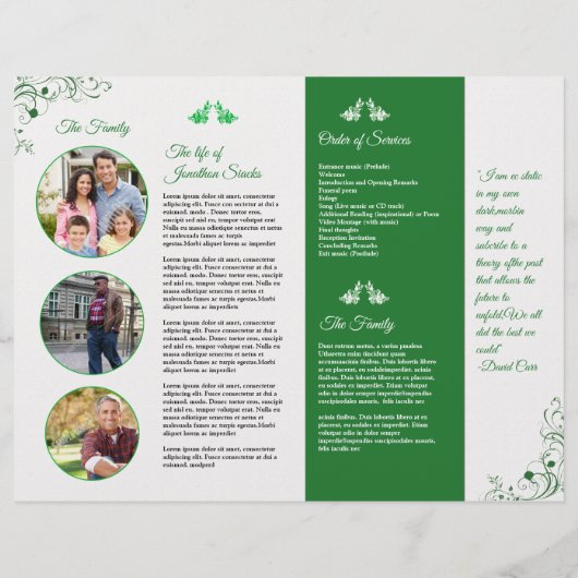 Brochure over de Sjabloon van het begrafenisprogra (Achterkant)