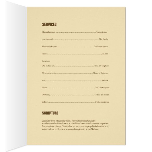 Brochure over de Sjabloon van het begrafenisprogra (Binnen (Rechts))