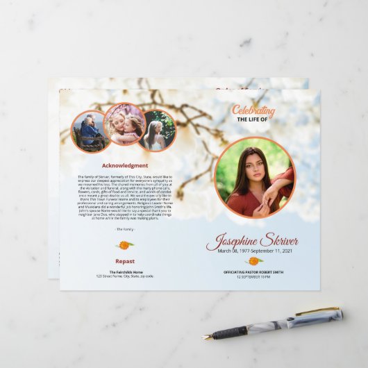 Brochure over de Sjabloon van het begrafenisprogra (Voorkant / Achterkant in situ)