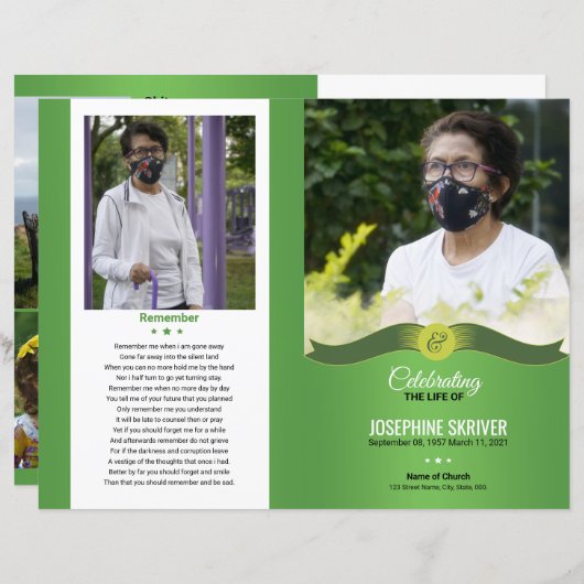 Brochure over de Sjabloon van het begrafenisprogra (Voorkant / Achterkant)