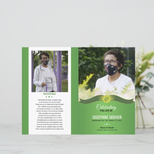 Brochure over de Sjabloon van het begrafenisprogra (Staand voorkant)