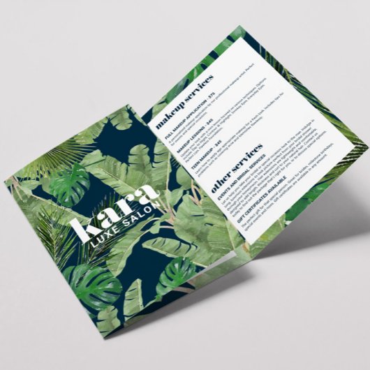 Brochure over de tropische moderne salonontwerper drieluik kaart