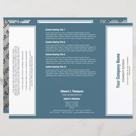 Brochure over eenvoudige witcyaan rand (Voorkant / Achterkant)