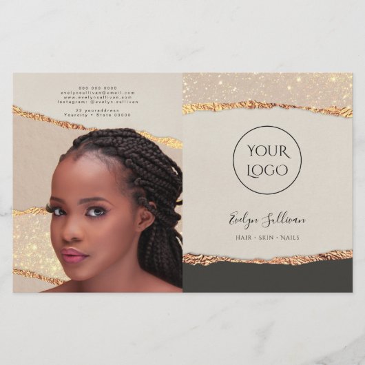 Brochure over Gold Black Shimmer Paper - tweeledig (Voorkant)