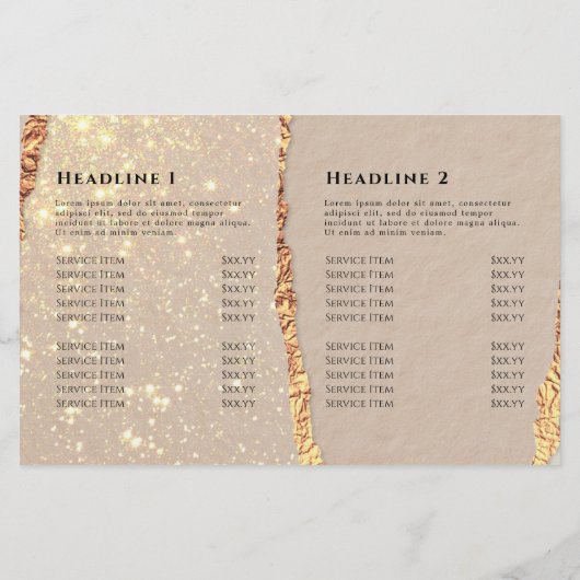 Brochure over Gold Black Shimmer Paper - tweeledig (Achterkant)