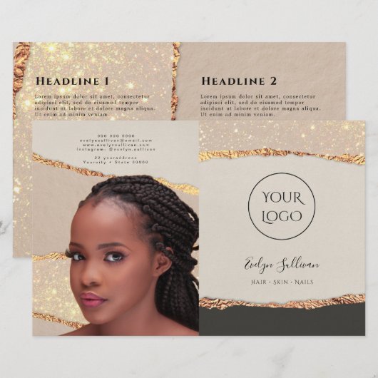 Brochure over Gold Black Shimmer Paper - tweeledig (Voorkant / Achterkant)