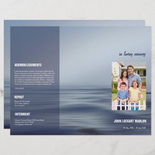 Brochure over het begrafenisprogramma (Voorkant / Achterkant)